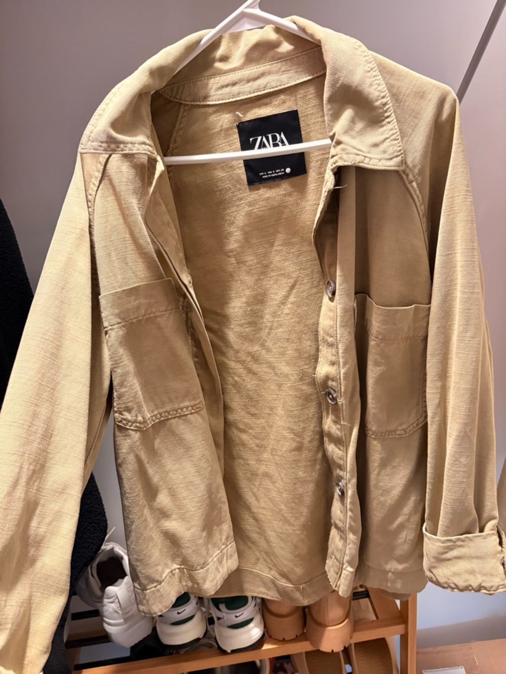 Zara Beige Utility Shirt Jacket